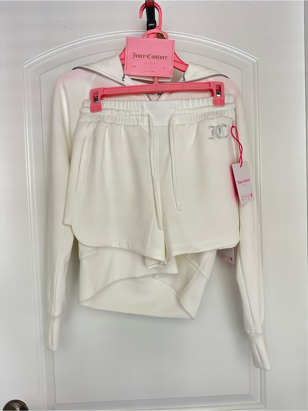Juicy Couture Cream Half-Zip Pullover & Drawstring Shorts Lounge Set - Picture 3 of 8
